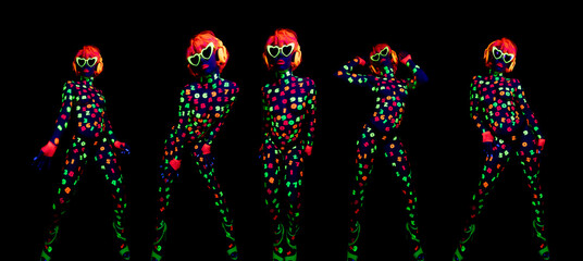 glow woman with numbers