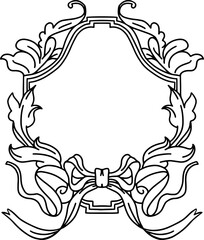 Baroque vintage wedding monogram crest frame.