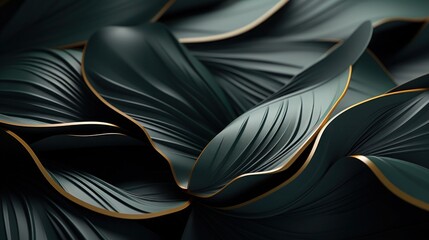 Textures of abstract deep, dark green leaves background. High-end decorative purpose.