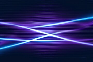Naklejka premium Celestial Illumination: Purple and Blue Light Lines Cast a Mesmerizing Glow on the Dark Canvas with Electric Color Palettes