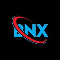 Fototapeta na wymiar BNX logo. BNX letter. BNX letter logo design. Initials BNX logo linked with circle and uppercase monogram logo. BNX typography for technology, business and real estate brand.
