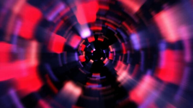 Abstract red blue glowing neon laser tunnel futuristic hi-tech with energy rays, abstract background. Video 4k, motion design