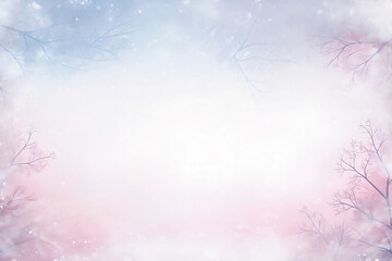 Winter wallpaper background with soft blue, pink, and purple colors with snow.