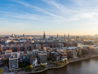 Aerial view of the urban redevelopment project Hafencity in Hamburg