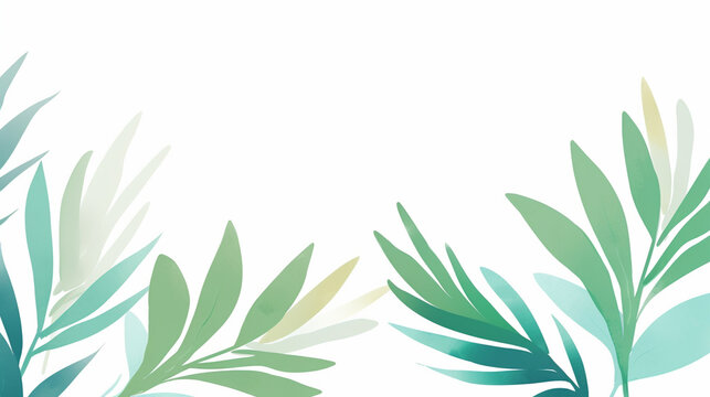 Artistic Palm Leaf Arrangement, Artistic arrangement of dark green palm leaves, closeup suitable for stylish wallpaper designs, Modern botanical art or creative interior decoration, AI Generated © Watercolorbackground