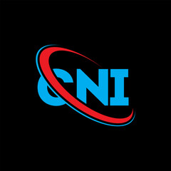 CNI logo. CNI letter. CNI letter logo design. Initials CNI logo linked with circle and uppercase monogram logo. CNI typography for technology, business and real estate brand.