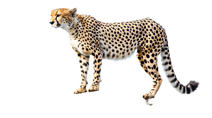Majestic Cheetah Standing on White Background