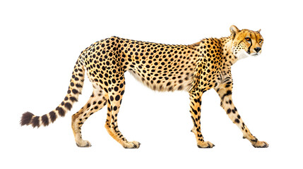 Cheetah Standing on White Background - Majestic African Predator
