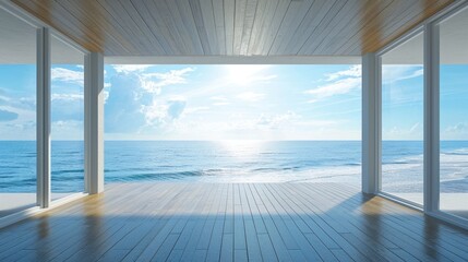 Minimalist Seaside Retreat - Light-Filled Open Room with Ocean View