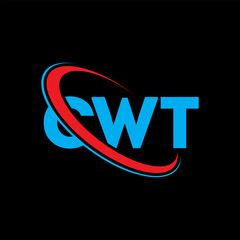 Fototapeta na wymiar CWT logo. CWT letter. CWT letter logo design. Initials CWT logo linked with circle and uppercase monogram logo. CWT typography for technology, business and real estate brand.