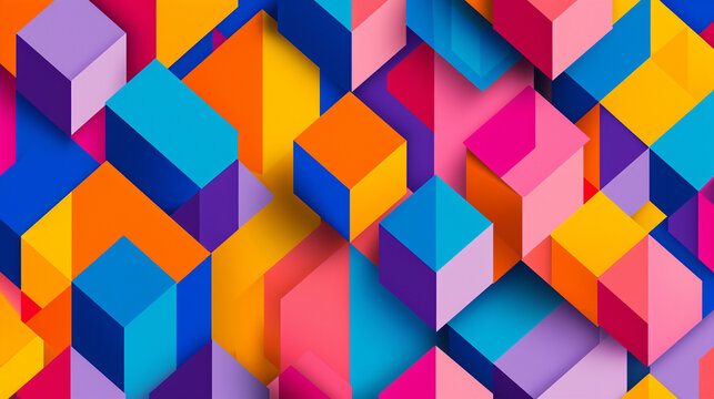 Geometric pattern background with vibrant colors, creating an eye-catching and modern design, creative design, geometric pattern, hd, with copy space