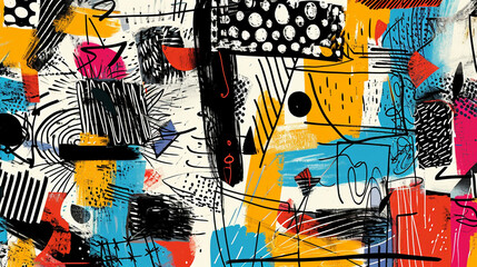 Collage of hand-drawn sketches and doodles, conveying the spontaneity and creativity of freeform design exploration, creative design, sketch collage, hd, with copy space