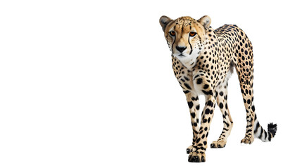 Cheetah Standing on White Background - Majestic African Predator Photograph