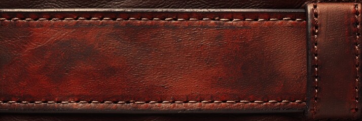 Vintage Leather Background with Stitched Seam and Belt Detail - obrazy, fototapety, plakaty