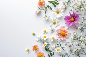 Springtime Easter Flower Composition on a White Background