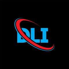 DLI logo. DLI letter. DLI letter logo design. Initials DLI logo linked with circle and uppercase monogram logo. DLI typography for technology, business and real estate brand.