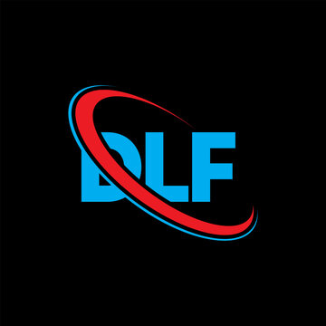DLF logo. DLF letter. DLF letter logo design. Initials DLF logo linked with circle and uppercase monogram logo. DLF typography for technology, business and real estate brand.