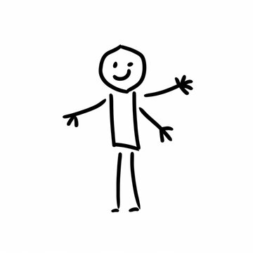 Happy stick figure drawing white background illustration image