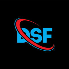DSF logo. DSF letter. DSF letter logo design. Initials DSF logo linked with circle and uppercase monogram logo. DSF typography for technology, business and real estate brand.