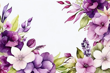 purple rose flowers background watercolor