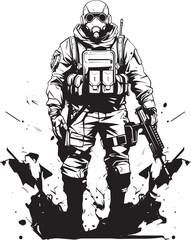 Virtual Vigilante Cyberpunk Soldier Icon Pixel Paragon Digital War Machine Emblem
