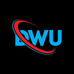 Fototapeta na wymiar DWU logo. DWU letter. DWU letter logo design. Initials DWU logo linked with circle and uppercase monogram logo. DWU typography for technology, business and real estate brand.