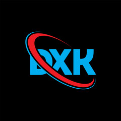 DXK logo. DXK letter. DXK letter logo design. Initials DXK logo linked with circle and uppercase monogram logo. DXK typography for technology, business and real estate brand.