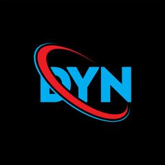 Fototapeta na wymiar DYN logo. DYN letter. DYN letter logo design. Initials DYN logo linked with circle and uppercase monogram logo. DYN typography for technology, business and real estate brand.