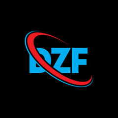 DZF logo. DZF letter. DZF letter logo design. Initials DZF logo linked with circle and uppercase monogram logo. DZF typography for technology, business and real estate brand.