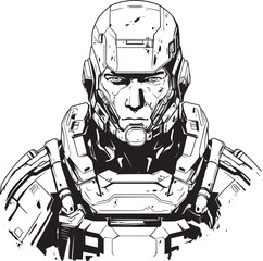 Digital Dynamo Cyberpunk Soldier Insignia Bio Sync Sentinel Cyber Soldier Vector Logo Design