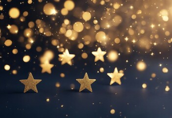 New year Christmas background with gold stars and sparkling Abstract background with Dark blue and g