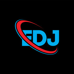 EDJ logo. EDJ letter. EDJ letter logo design. Initials EDJ logo linked with circle and uppercase monogram logo. EDJ typography for technology, business and real estate brand.