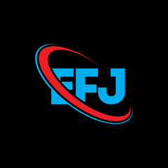 EFJ logo. EFJ letter. EFJ letter logo design. Initials EFJ logo linked with circle and uppercase monogram logo. EFJ typography for technology, business and real estate brand.