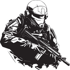 Neural Nomad Iconic Logo for Cyber Warfare Virtual Vigilante Cyber Soldier Vector Art