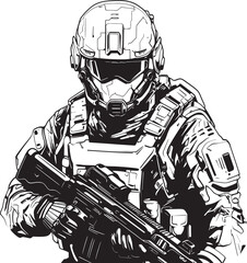 Digital Dynamo Cyberpunk Soldier Insignia Bio Sync Sentinel Cyber Soldier Vector Logo Design