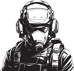 Neon Nomad Futuristic Soldier Emblem for Cyber Warfare Augmented Avenger Vector Logo of a Cyber Soldier