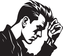 Perplexity Portrait Vector Logo of a Confused Man Dismal Dilemma Depressed Man Icon Design