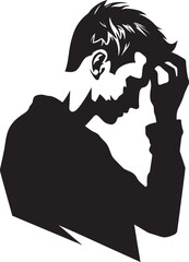 Emotional Enigma Design of a Man in Desolation Thought Tangle Depressed Man Logo in Vector