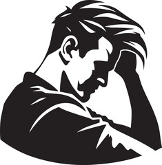 Mental Maze Depressed Man Logo in Vector Headache Havoc Scratching Head Icon Design