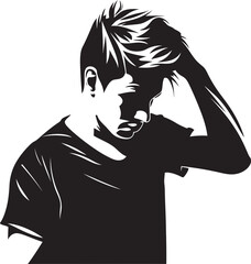 Perplexed Portrait Vector Logo of a Head scratching Soul Desolation Dilemma Scratching Head Emblem