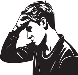 Emotional Enigma Design of a Man in Desolation Thought Tangle Depressed Man Logo in Vector