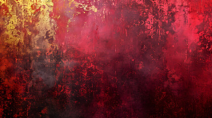 Fototapeta premium Vivid Abstract Painting in Red and Yellow Colors