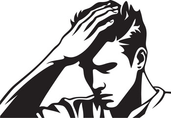 Melancholic Maze Emblem of a Head scratching Persona Emotional Enigma Design of a Man in Desolation