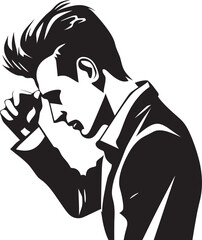 Bewildering Blues Depressed Man Emblem Confusion Chronicles Design of a Head scratching Figure