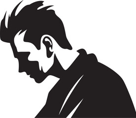 Puzzle of Gloom Scratching Head Emblem Cognitive Chaos Vector Logo of a Melancholic Persona