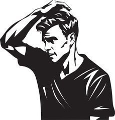 Puzzle of Regret Design of a Man Scratching Head Icon Mental Maze Depressed Man Logo in Vector