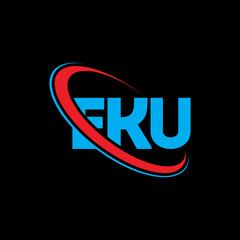 Fototapeta na wymiar EKU logo. EKU letter. EKU letter logo design. Initials EKU logo linked with circle and uppercase monogram logo. EKU typography for technology, business and real estate brand.