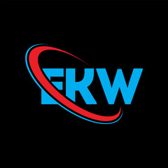 Fototapeta na wymiar EKW logo. EKW letter. EKW letter logo design. Initials EKW logo linked with circle and uppercase monogram logo. EKW typography for technology, business and real estate brand.