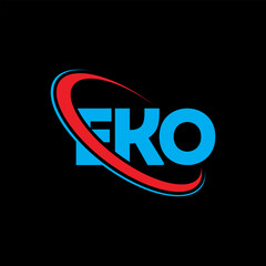 EKO logo. EKO letter. EKO letter logo design. Initials EKO logo linked with circle and uppercase monogram logo. EKO typography for technology, business and real estate brand. - obrazy, fototapety, plakaty