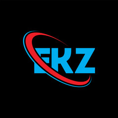Fototapeta na wymiar EKZ logo. EKZ letter. EKZ letter logo design. Initials EKZ logo linked with circle and uppercase monogram logo. EKZ typography for technology, business and real estate brand.